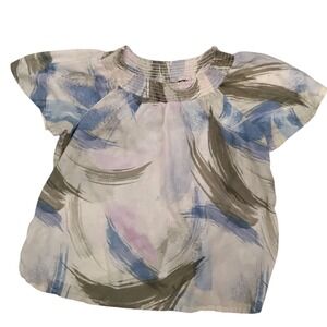 Naturals‎ d&co Womens Smocked Neckline Brushstroke Print Top Blouse 2XL